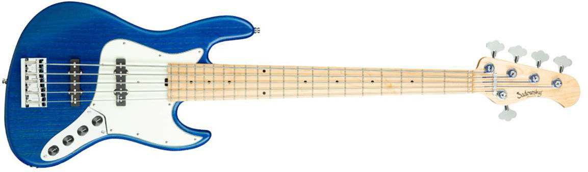 Sadowsky Vintage J/j Bass 21 Fret Ash 5c Metroline All Active Mn - Blue Transparent Satin - Solid body electric bass - Main picture