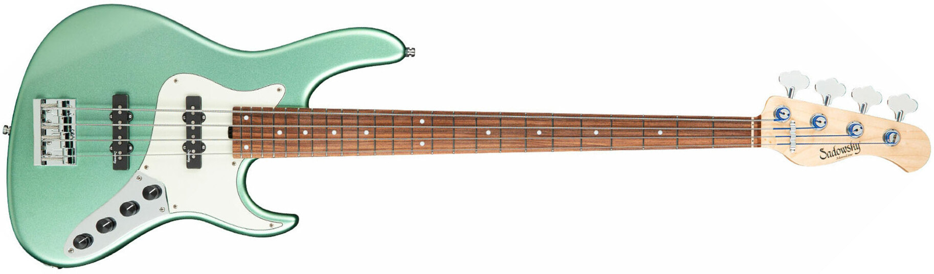 Sadowsky Vintage J/j Bass 24 Fret Alder 4c Metroline All Active Mor - Sage Green Metallic Satin - Solid body electric bass - Main picture