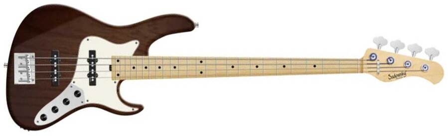 Sadowsky Vintage J/j Bass 24 Fret Ash 4c Metroline All Active Mn - Antique Tobacco Trans. Satin - Solid body electric bass - Main picture