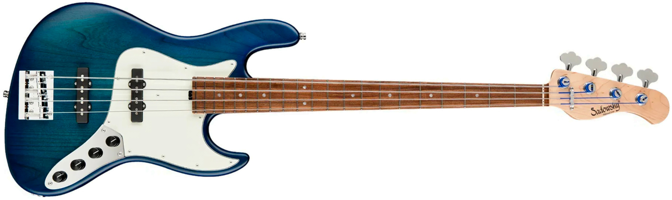 Sadowsky Vintage Jj Bass 21 Fret Alder 4c Metroline All Active Mor - Bora Blue Burst Transparent Satin - Solid body electric bass - Main picture