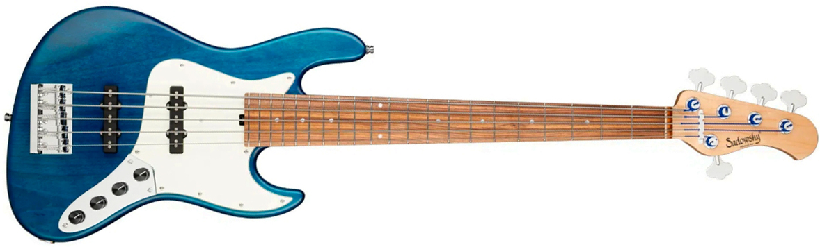 Sadowsky Vintage Jj Bass 21 Fret Alder 5c Metroline All Active Mor - Ocean Blue Transparent Satin - Solid body electric bass - Main picture