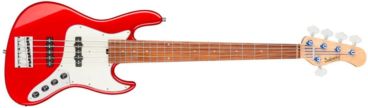 Sadowsky Vintage Jj Bass 21 Fret Alder 5c Metroline All Active Mor - Candy Apple Red Metallic - Solid body electric bass - Main picture