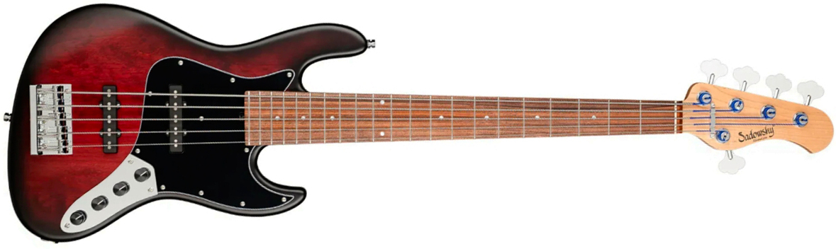 Sadowsky Vintage Jj Bass 21 Fret Alder 5c Metroline All Active Mor - Burgundy Blackburst Transparent Satin - Solid body electric bass - Main picture