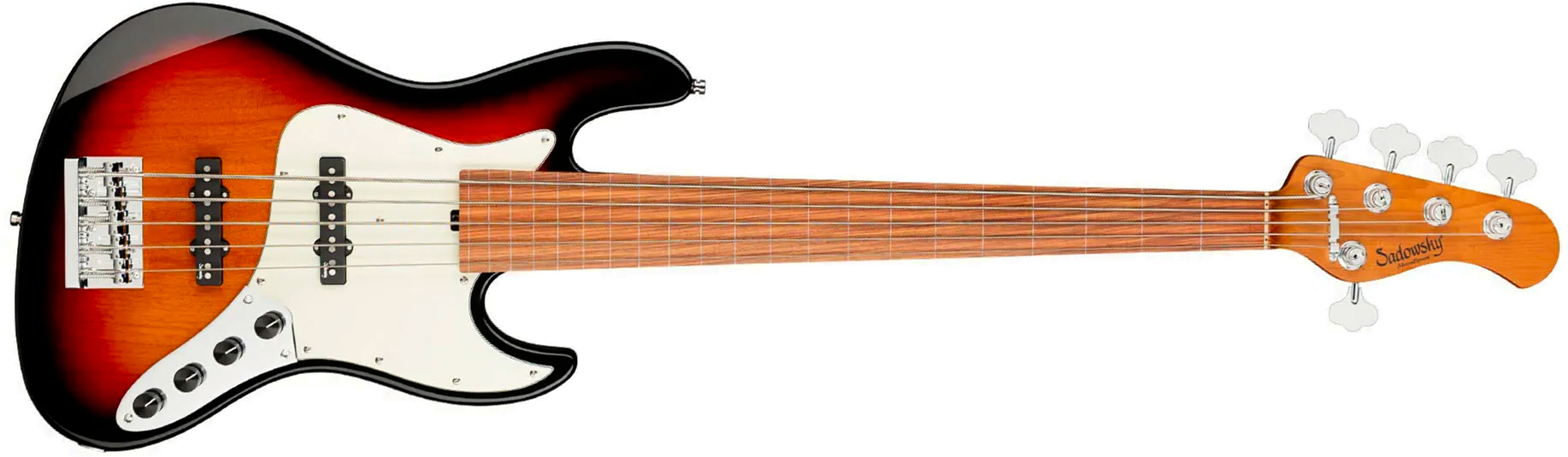 Sadowsky Vintage Jj Bass 21f 5c Fretless Metroexpress Mor - Tobacco Sunburst Transparent - Solid body electric bass - Main picture