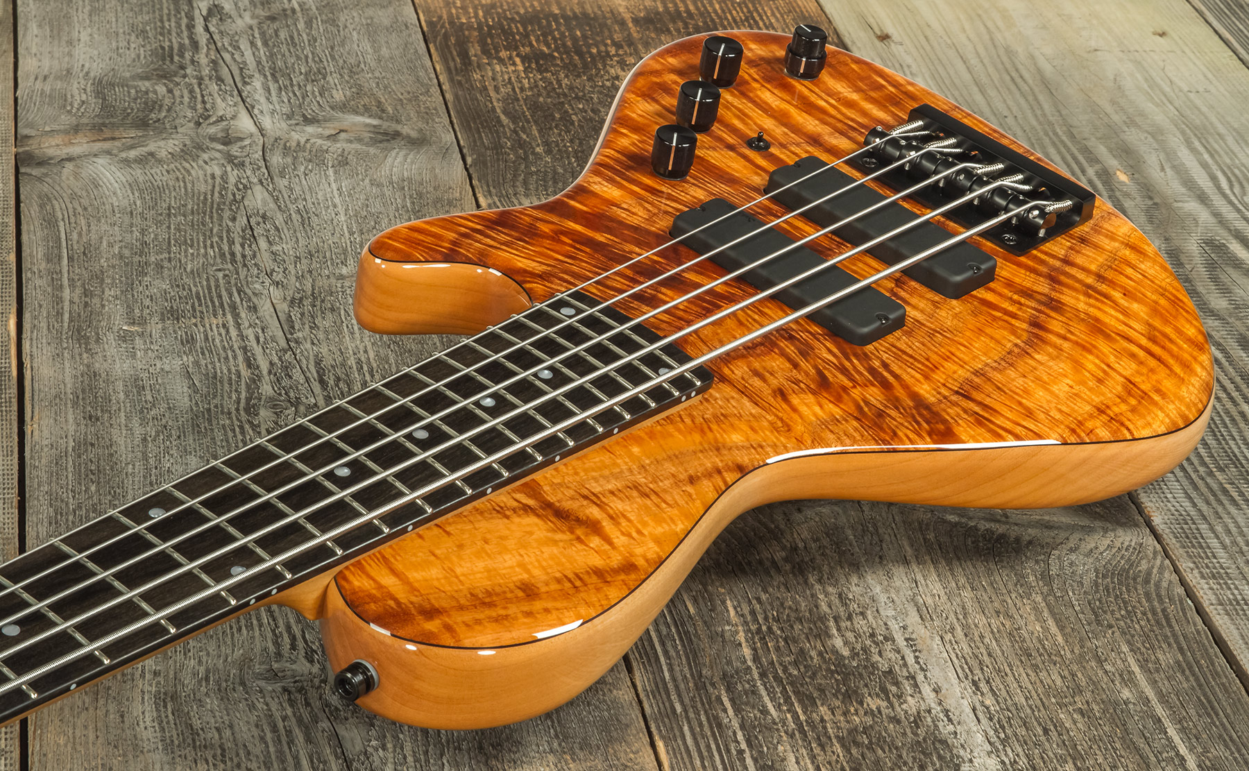 Sadowsky Custom Shop Single Cut Bass 24f 5c Koa Active Eb #scsc000186-23 - Natural - Solid body electric bass - Variation 2