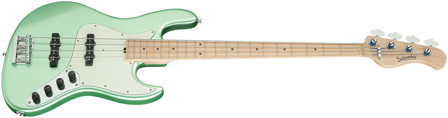 Sadowsky Vintage J/j Bass 21 Fret Ash 4c Metroline All Active Mn - Sage Green Metallic Satin - Solid body electric bass - Variation 1