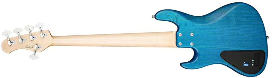Sadowsky Will Lee 22-fret Ash 5c Metroline Signature All Active Mn - Ocean Blue Transparent Satin - Solid body electric bass - Variation 1