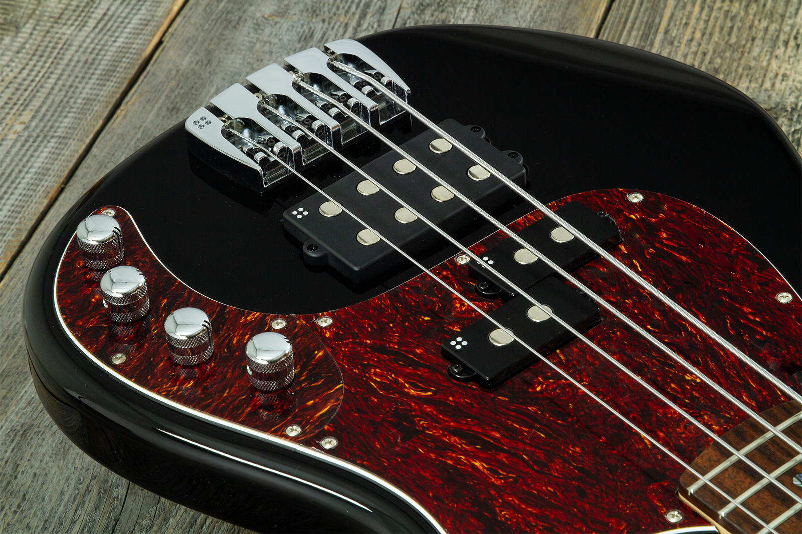 Sandberg California Vm4 Abalone Dots All 4c Active Rw - Highgloss Black - Solid body electric bass - Variation 6