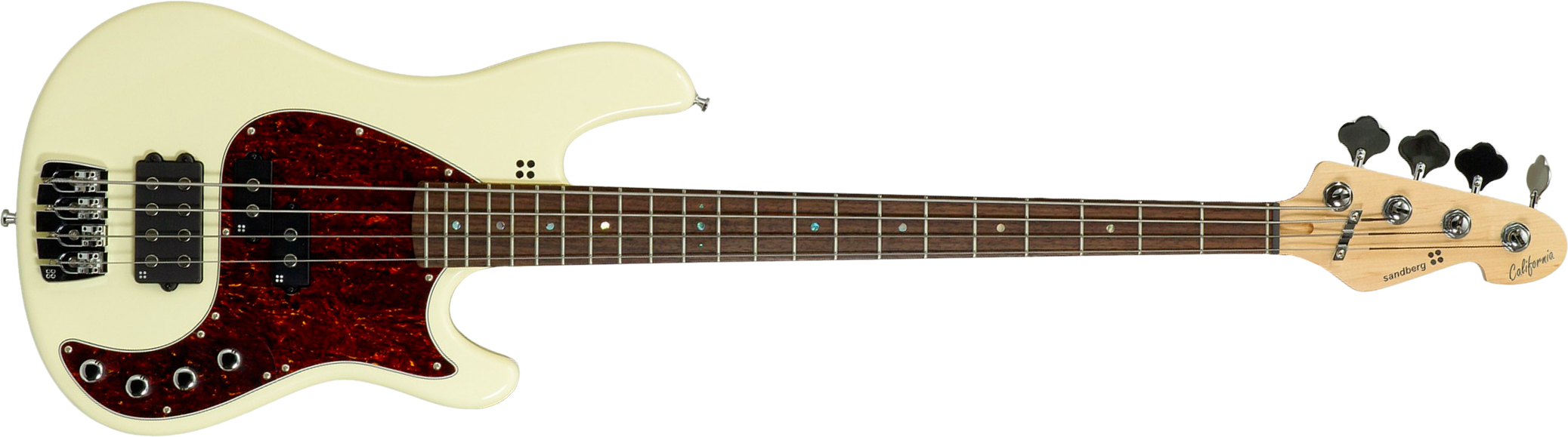 Sandberg California Vm4 Abalone Dots All 4c Active Rw - Highgloss Creme - Solid body electric bass - Main picture