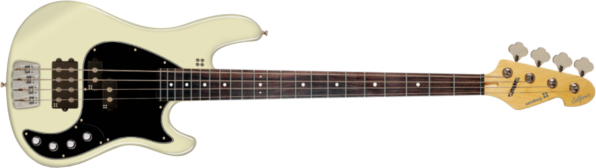 Sandberg California Vm4 White Dots All 4c Active Rw - Highgloss Creme - Solid body electric bass - Main picture