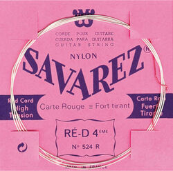 Nylon guitar strings Savarez 524R Ré/D 4 Rouge Tirant Fort - String by unit