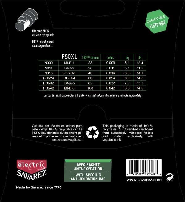 Savarez Jeu De 6 Cordes F50xl Focus 09-42 - Electric guitar strings - Variation 1