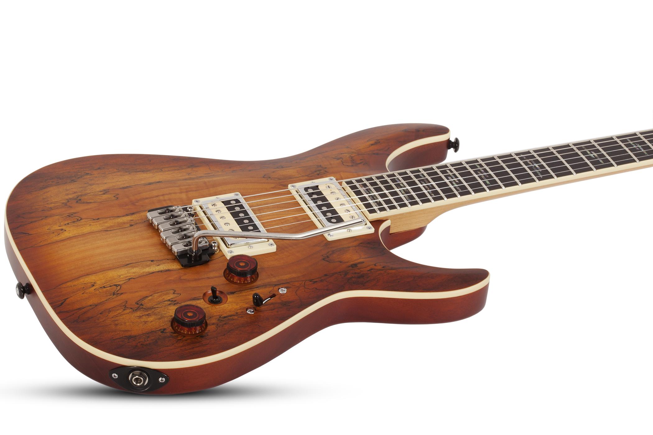 Schecter C-1 Exotic Spalted Maple 2h Trem Eb - Satin Natural Vintage Burst - Str shape electric guitar - Variation 1