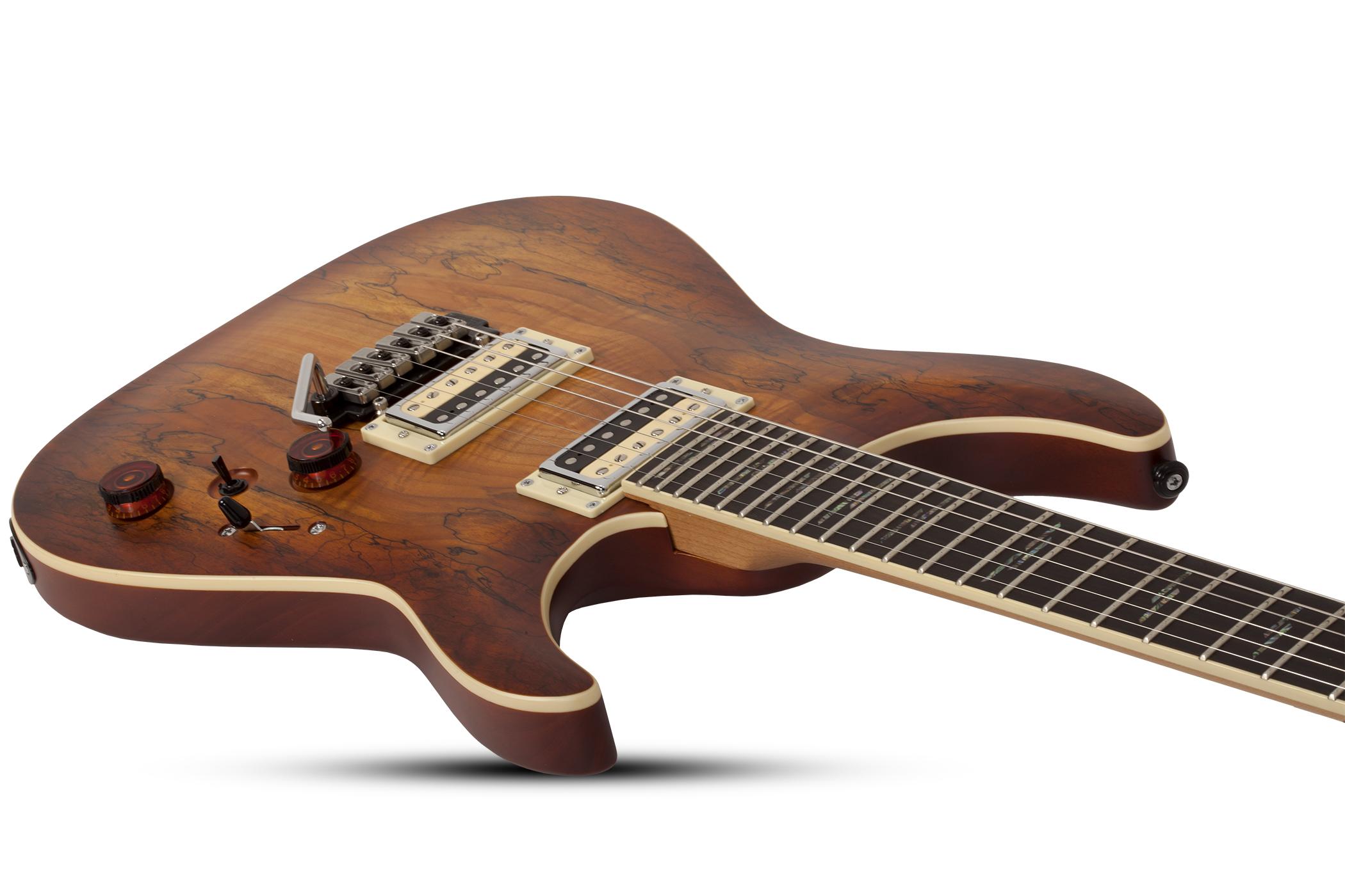 Schecter C-1 Exotic Spalted Maple 2h Trem Eb - Satin Natural Vintage Burst - Str shape electric guitar - Variation 2