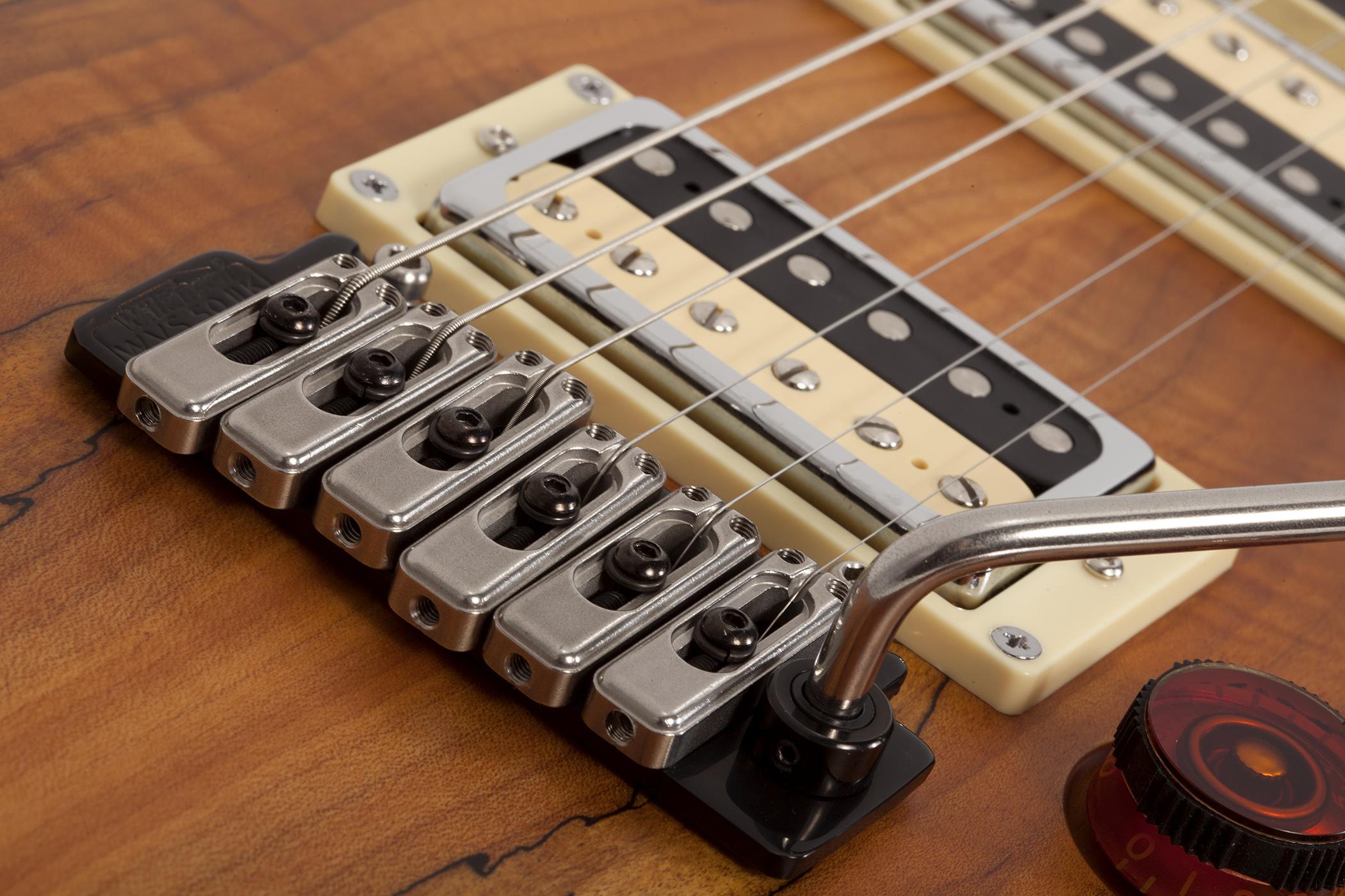 Schecter C-1 Exotic Spalted Maple 2h Trem Eb - Satin Natural Vintage Burst - Str shape electric guitar - Variation 4