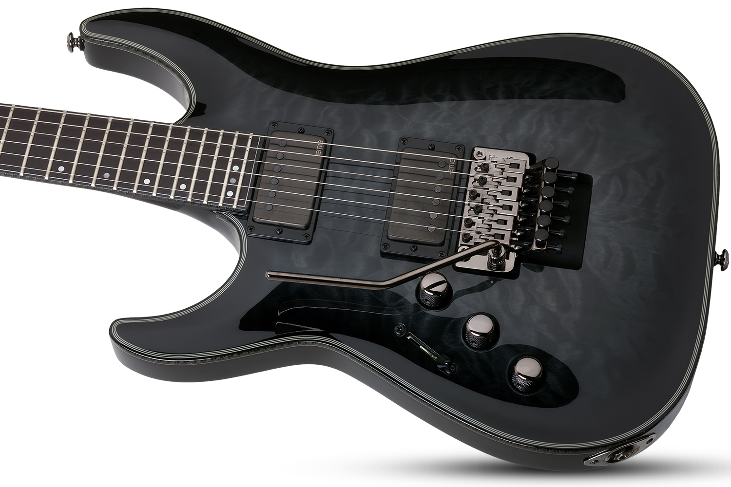 Schecter C-1 Fr Hellraiser Hybrid Lh Gaucher 2h Emg Eb - Trans. Black Burst - Left-handed electric guitar - Variation 1
