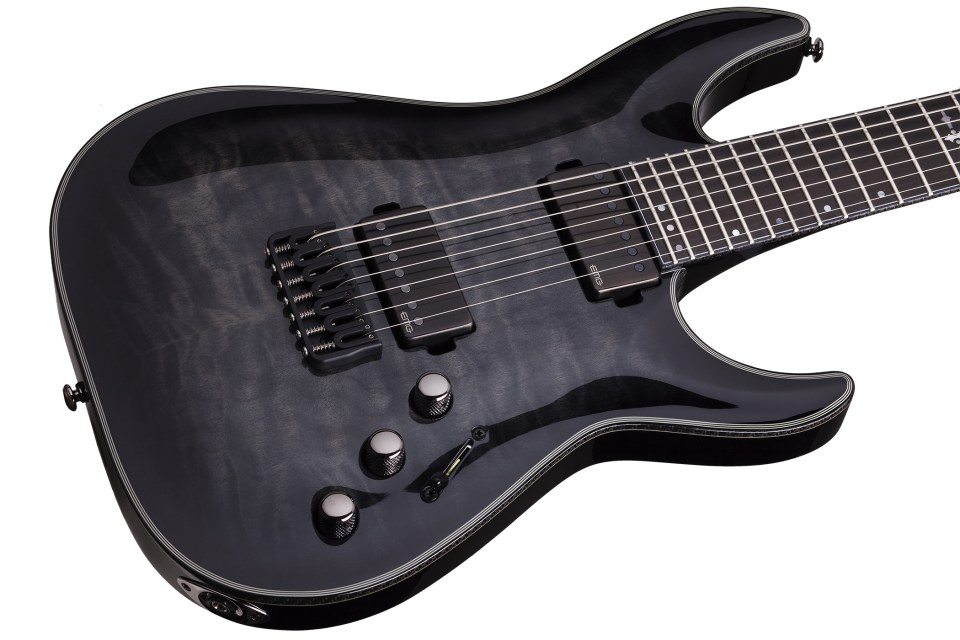 Schecter C-7 Hellraiser Hybrid 7c 2h Emg Ht - Trans Black Burst - 7 string electric guitar - Variation 1