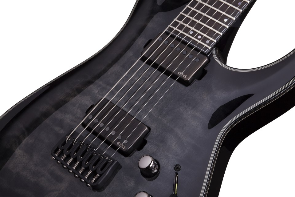 Schecter C-7 Hellraiser Hybrid 7c 2h Emg Ht - Trans Black Burst - 7 string electric guitar - Variation 2