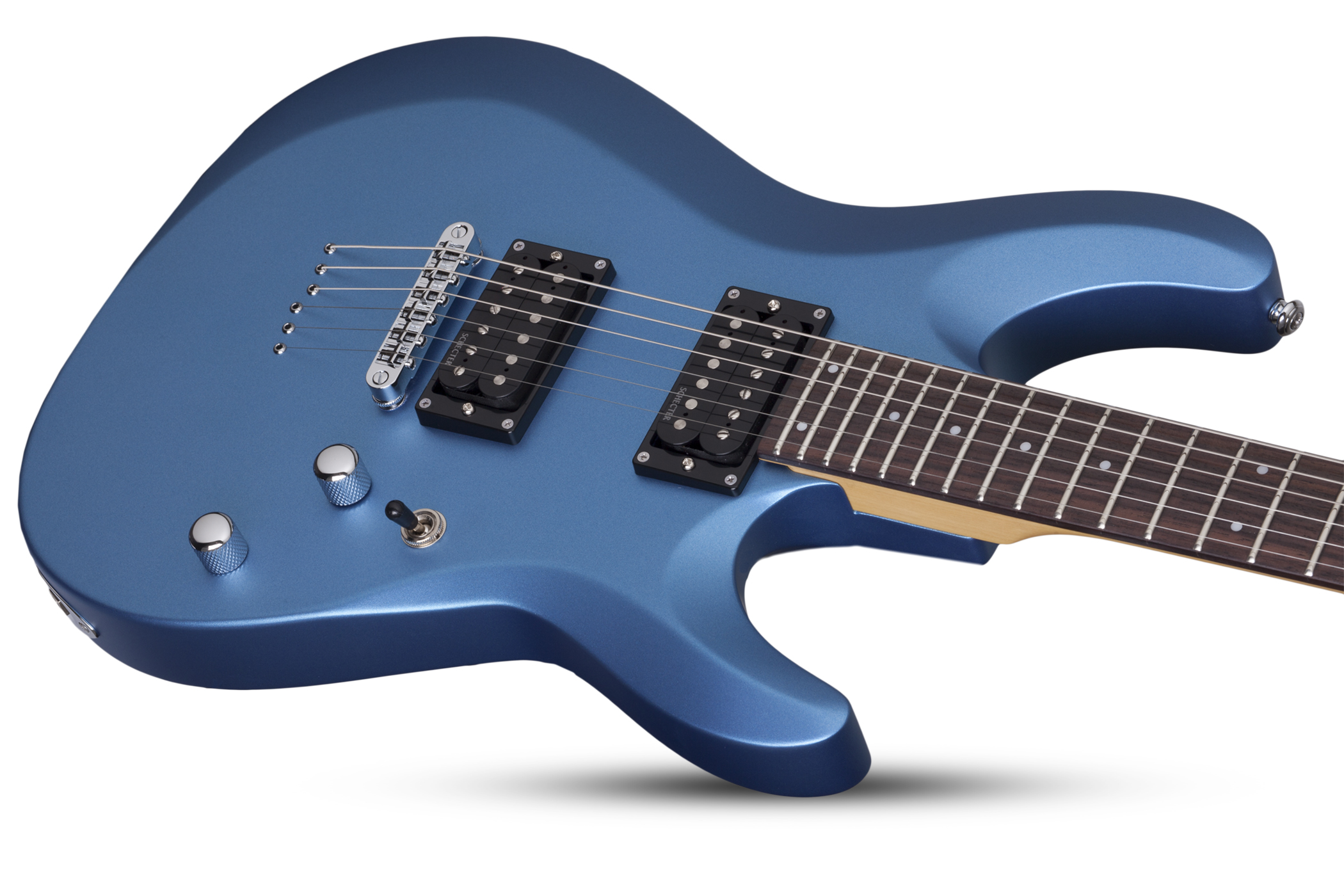 Schecter C-6 Deluxe 2h Ht Rw - Satin Metallic Light Blue - Double cut electric guitar - Variation 3