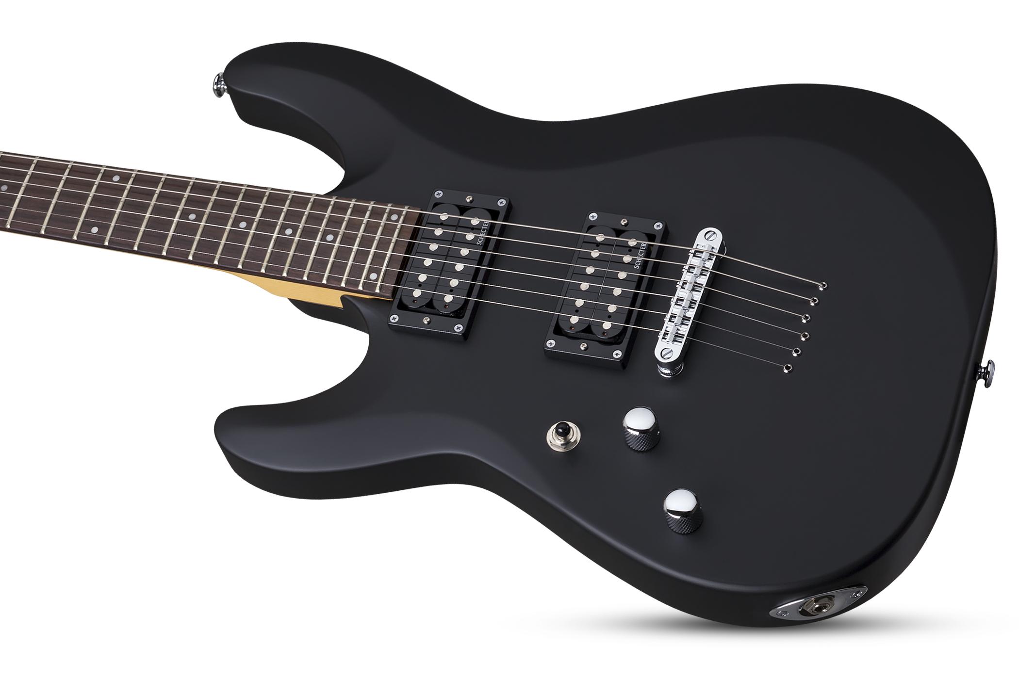 Schecter C-6 Deluxe Lh Gaucher 2h Ht Rw - Satin Black - Left-handed electric guitar - Variation 1