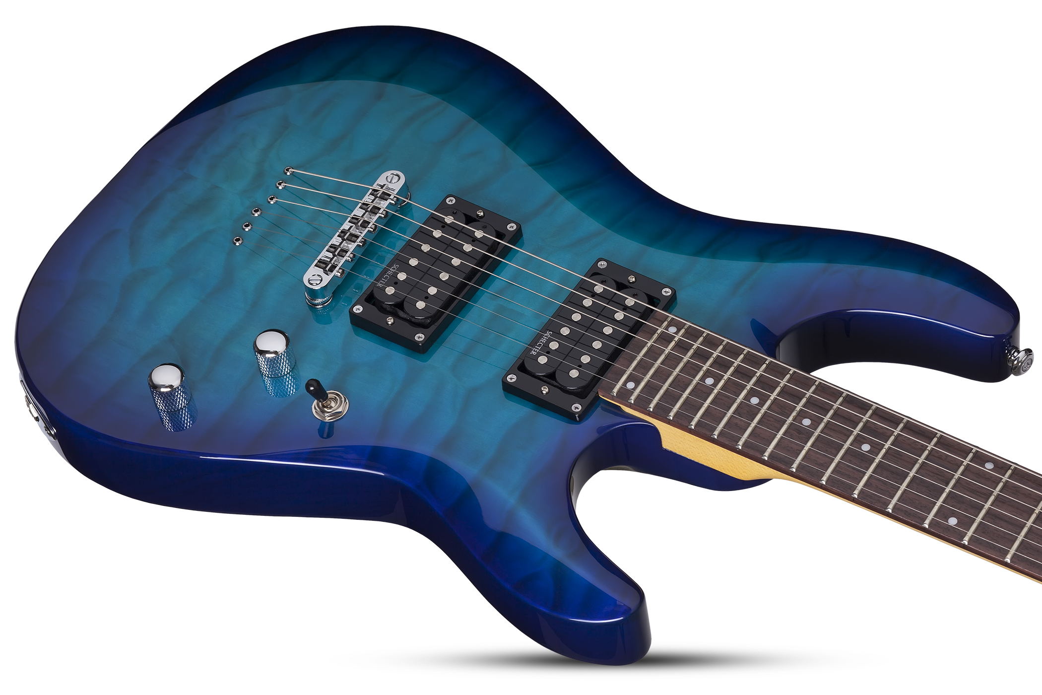 Schecter C-6 Plus 2h Ht Rw - Ocean Blue Burst - Double cut electric guitar - Variation 2
