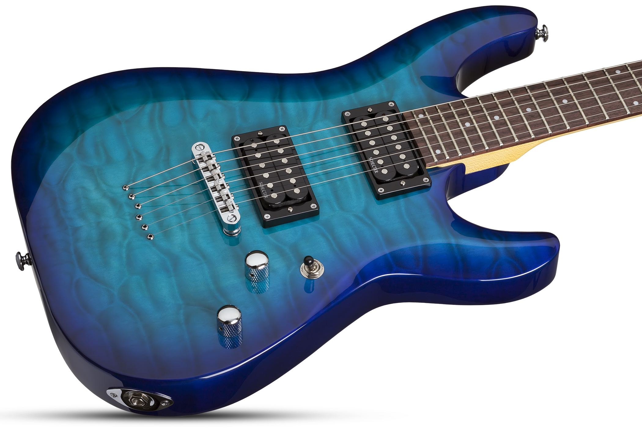 Schecter C-6 Plus 2h Ht Rw - Ocean Blue Burst - Double cut electric guitar - Variation 3