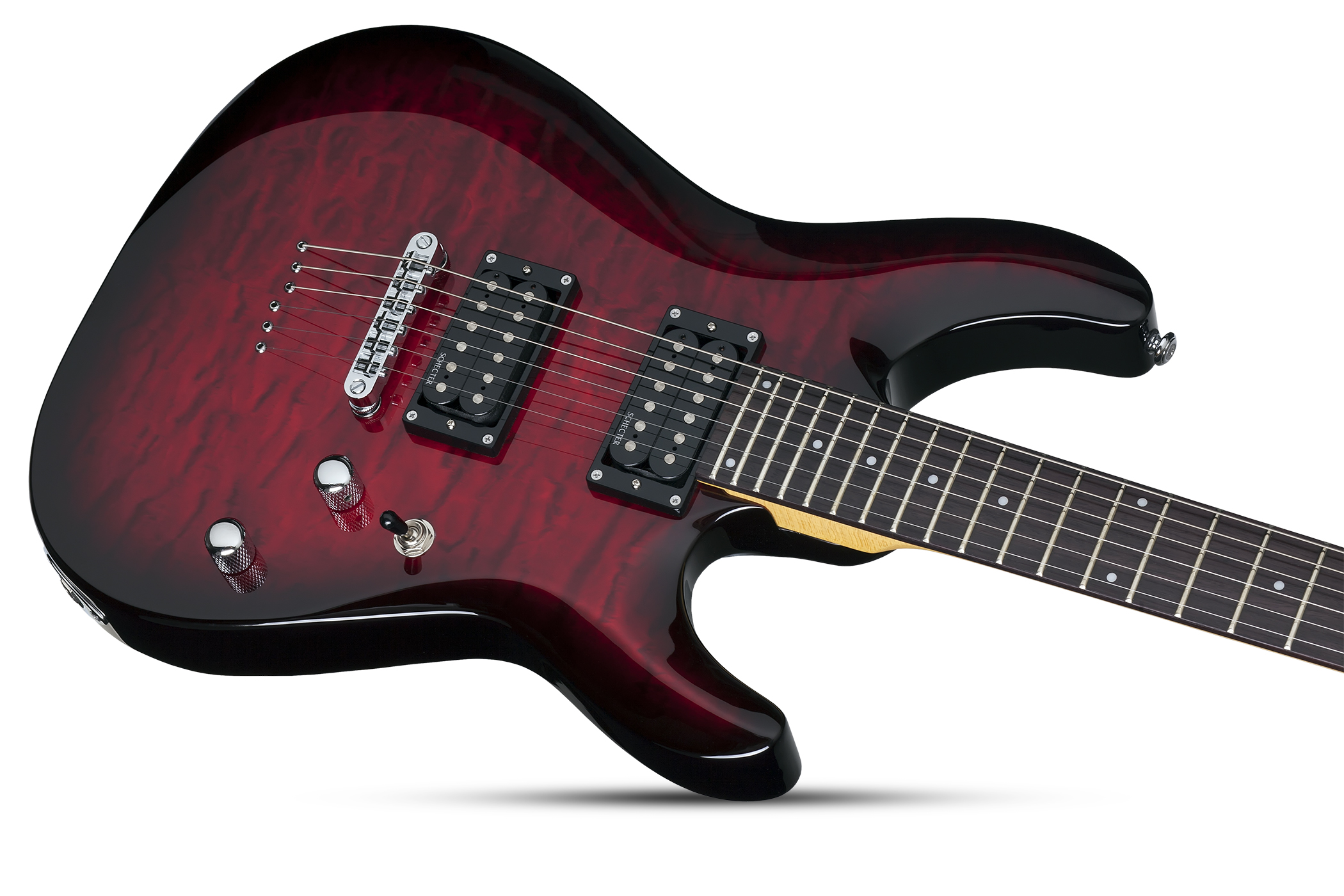 Schecter C-6 Plus 2h Ht Rw - See-thru Cherry Burst - Double cut electric guitar - Variation 3