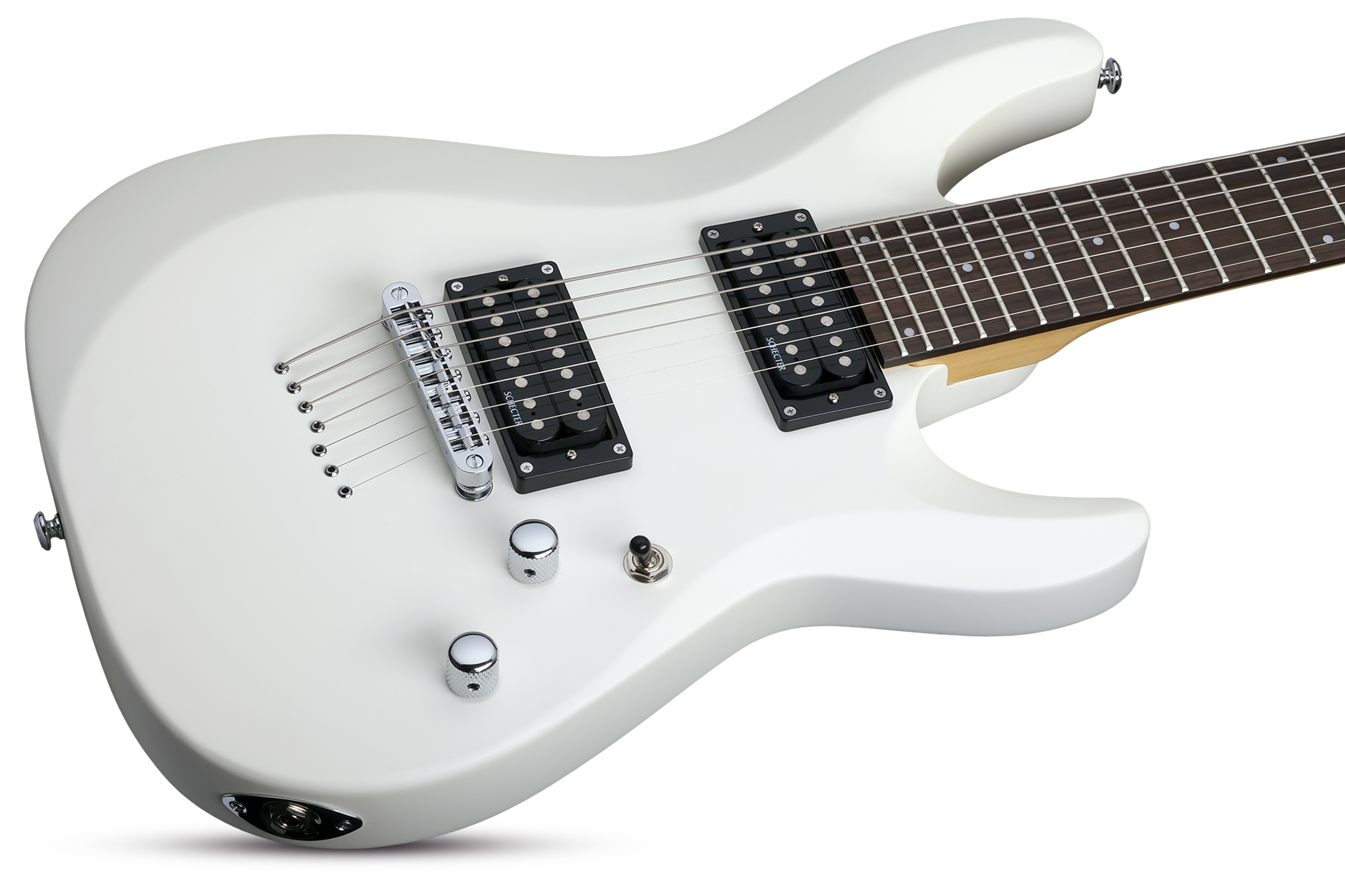 Schecter C-7 Deluxe 7c 2h Ht Rw - Satin White - 7 string electric guitar - Variation 1