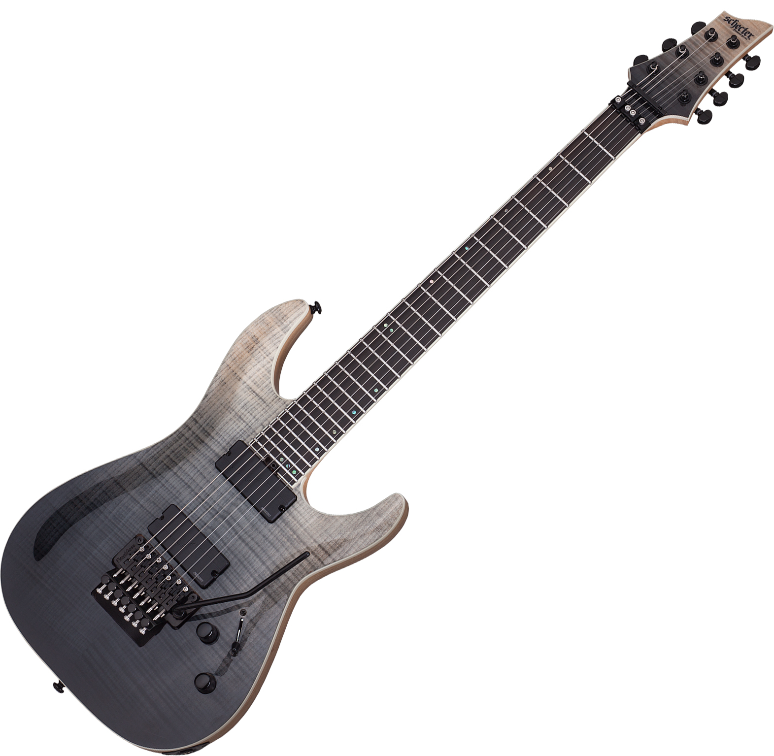 Schecter C-7 FR SLS Elite - black fade burst Baritone guitar grey