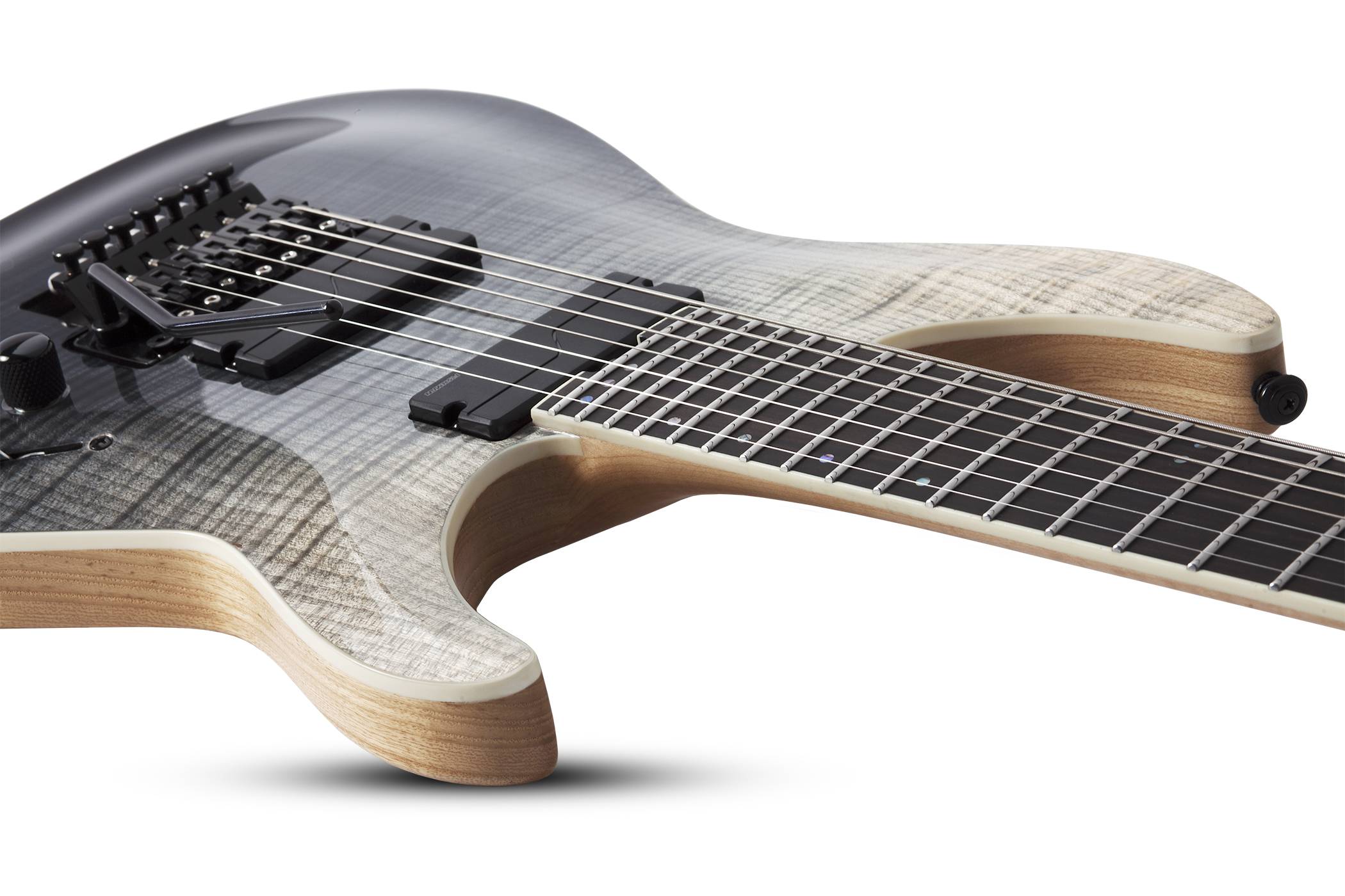 Schecter C-7 FR SLS Elite - black fade burst Baritone guitar grey