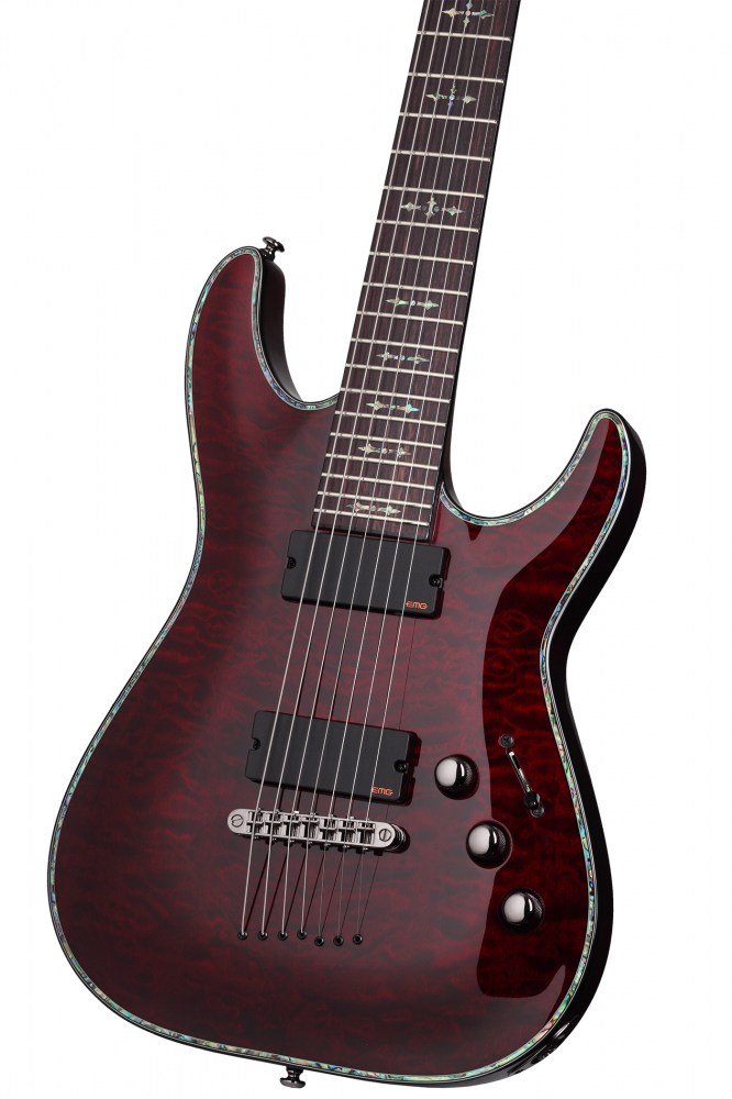 Hellraiser C-7 - black cherry gloss 7 string electric guitar Schecter