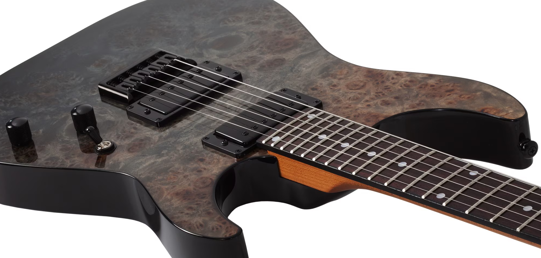 Schecter C1 Standard 2h Ht Rw - Black Fade Burst Burl - Str shape electric guitar - Variation 2