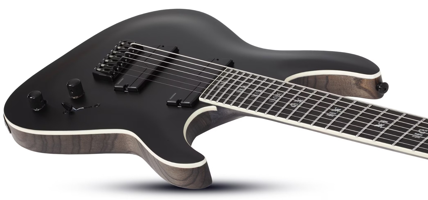 Schecter C7 Multiscale Sls Elite Evil Twin 7c Baryton  2h Fishman Fluence Ht Eb - Satin Black - Multi-Scale Guitar - Variation 2