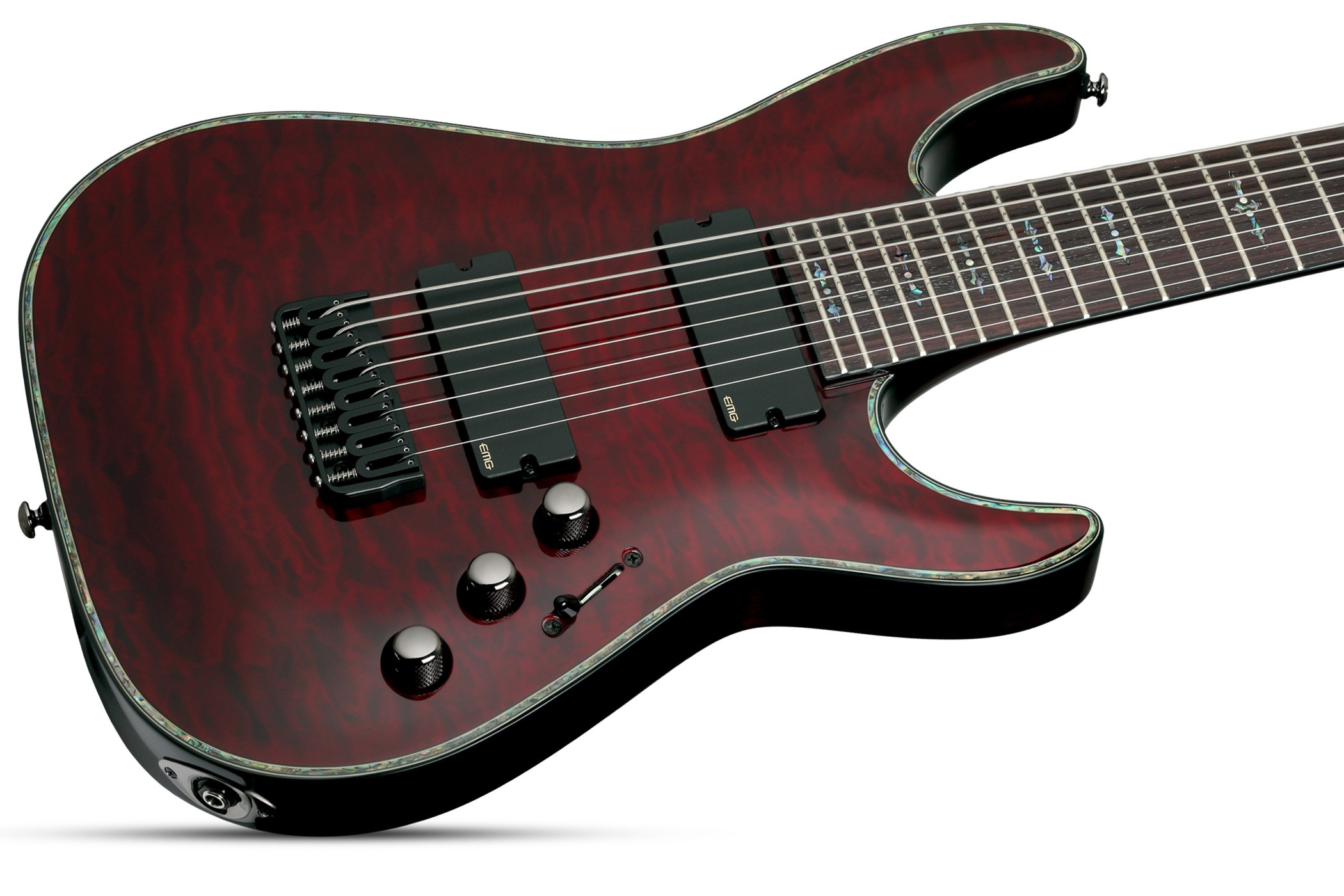 Schecter C8 Hellraiser 8c 2h Emg Ht Eb - Black Cherry - Baritone guitar - Variation 1