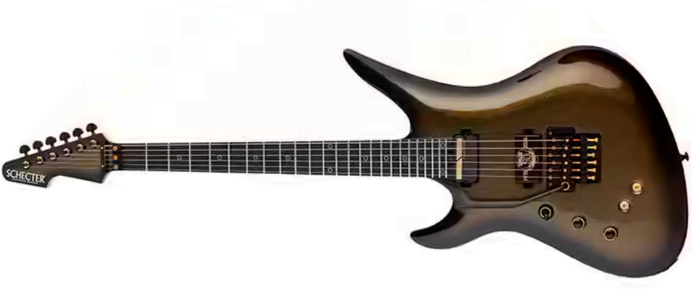 Schecter Avenger Fr-s 50th Ann. Lh Gaucher 2h Sustainiac Fr Eb - 50th Gold Burst - Metal electric guitar - Main picture