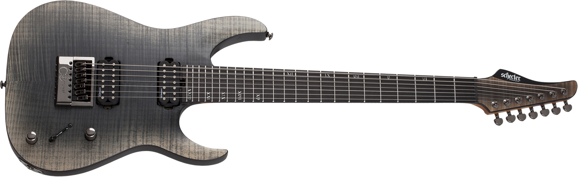 Schecter Banshee Mach-7 Evertune 7c 2h Lundgren Ht Eb - Fallout Burst - 7 string electric guitar - Main picture