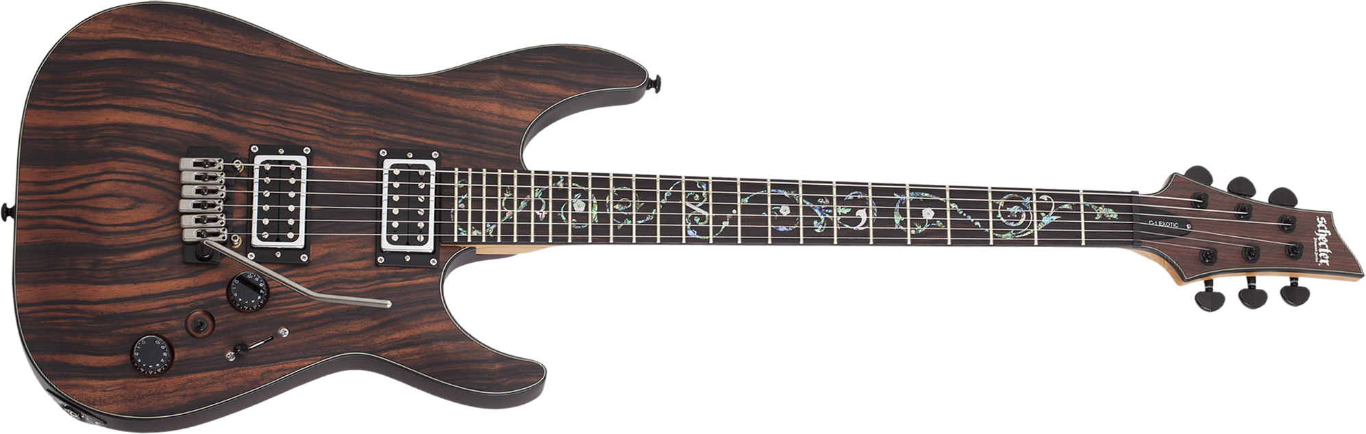 Schecter C-1 Exotic Ebony 2h Trem Eb - Natural Satin - Str shape electric guitar - Main picture