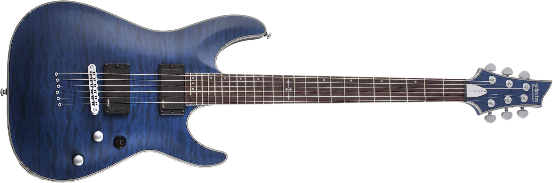 Schecter C-1 Platinum 2h Emg Ht Eb - See Thru Midnight Blue - Str shape electric guitar - Main picture