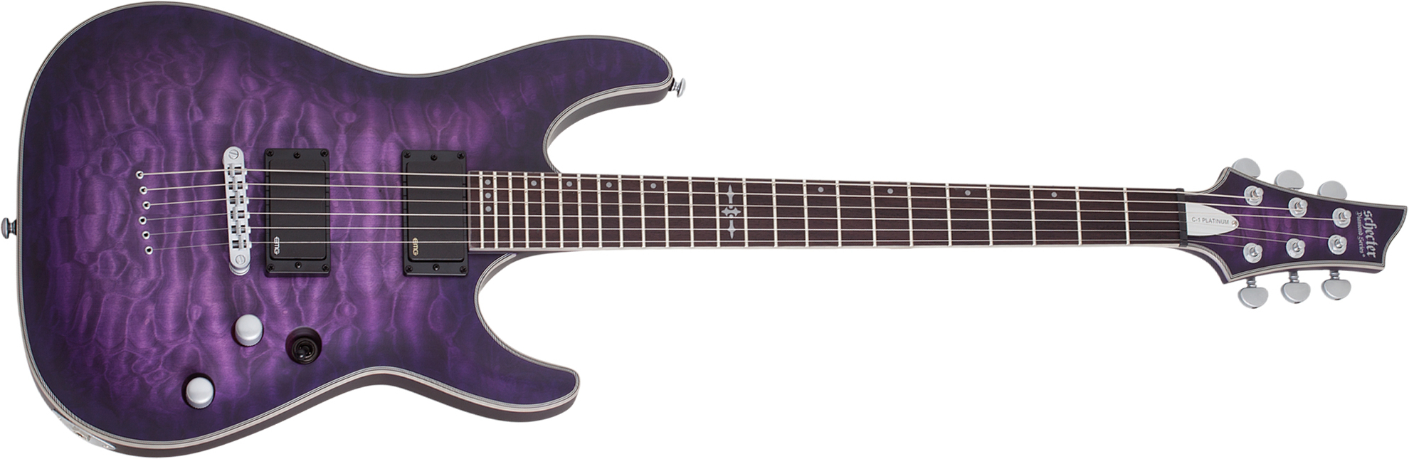 Schecter C-1 Platinum 2h Emg Ht Eb - Satin Purple Burst - Str shape electric guitar - Main picture