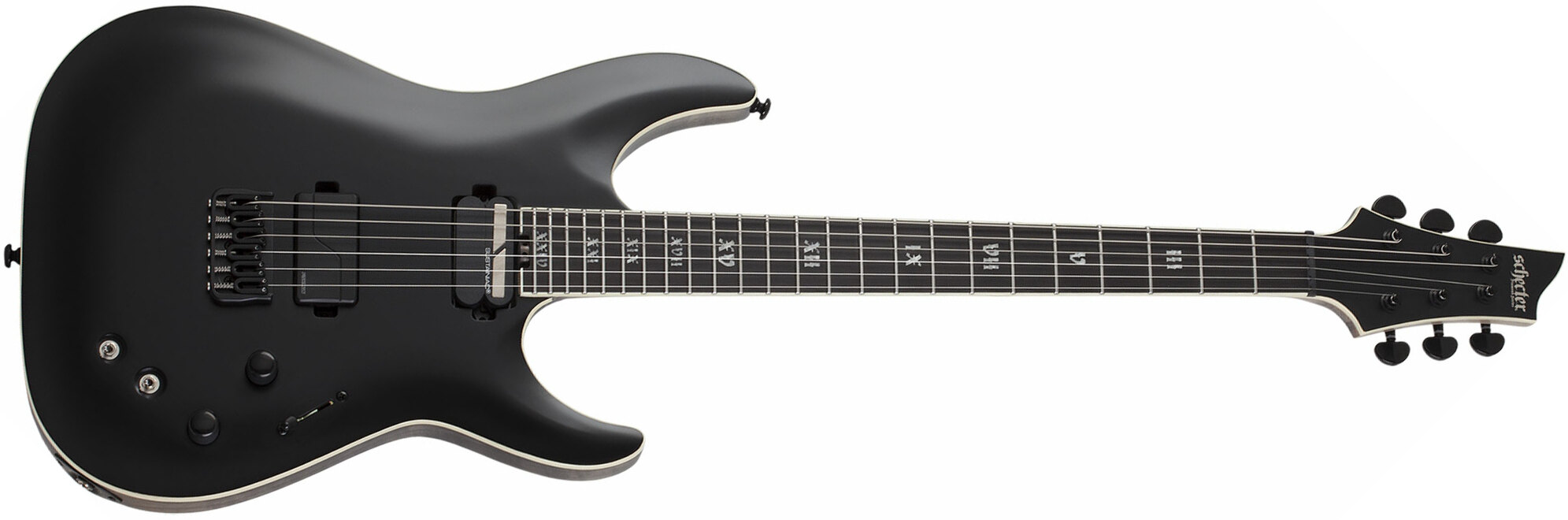 Schecter C-1 S Sls Elite Evil Twin 2h Fishman Fluence Modern Sustainiac Ht Eb - Satin Black - Str shape electric guitar - Main picture