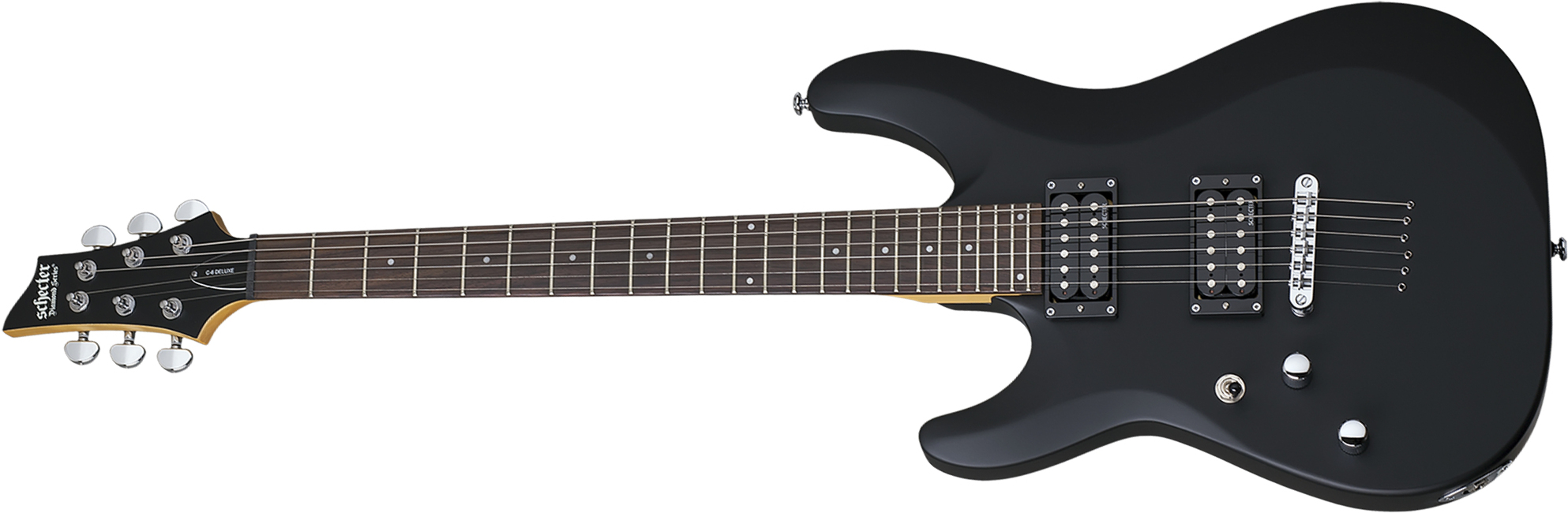 Schecter C-6 Deluxe Lh Gaucher 2h Ht Rw - Satin Black - Left-handed electric guitar - Main picture