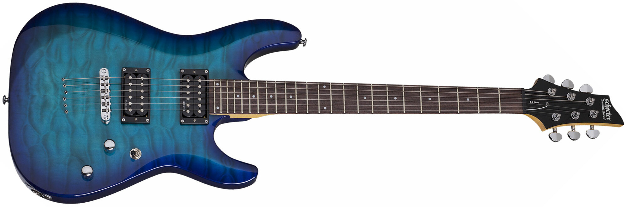 Schecter C-6 Plus 2h Ht Rw - Ocean Blue Burst - Double cut electric guitar - Main picture