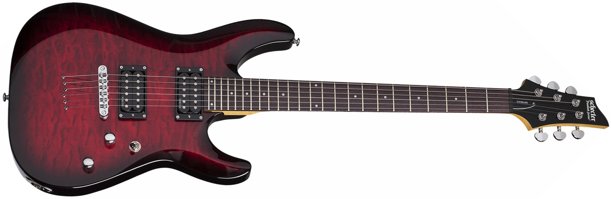 Schecter C-6 Plus 2h Ht Rw - See-thru Cherry Burst - Double cut electric guitar - Main picture