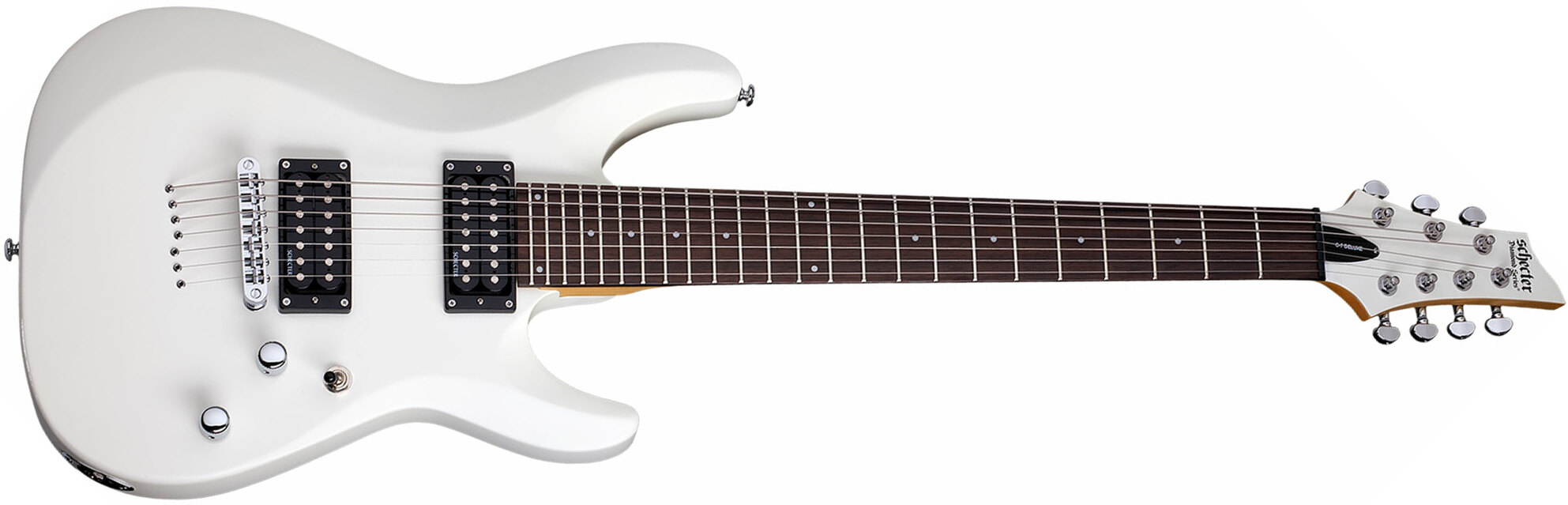 Schecter C-7 Deluxe 7c 2h Ht Rw - Satin White - 7 string electric guitar - Main picture