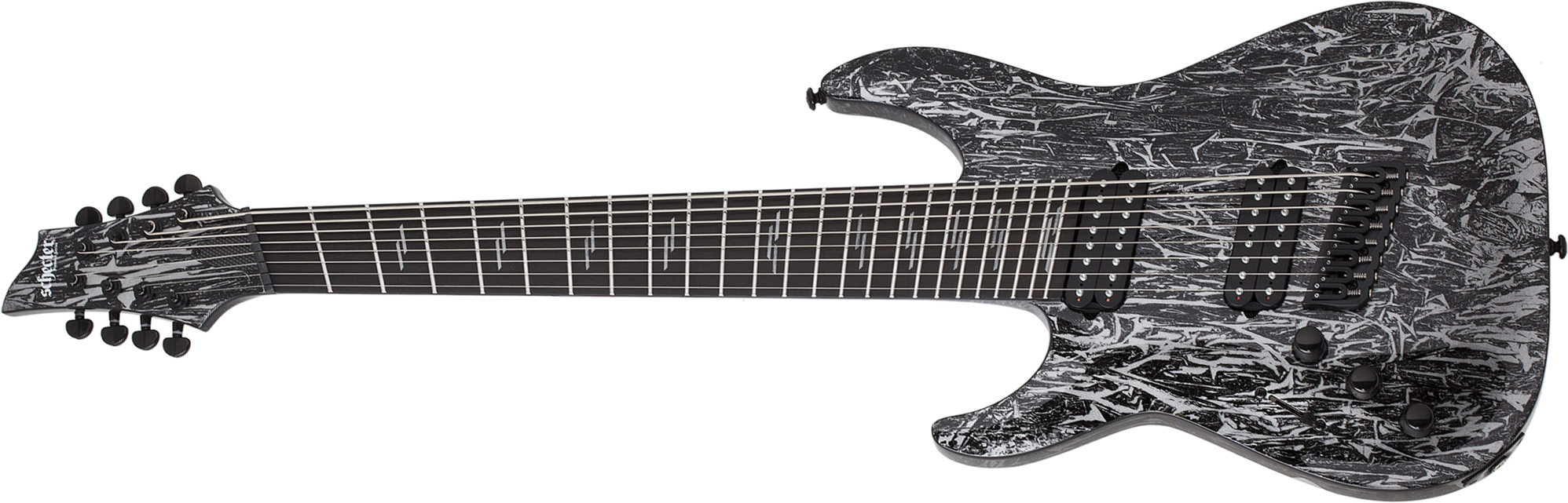 Schecter C-8 Multiscale Lh 8c Gaucher Baryton 2h Ht Eb - Silver Mountain - Left-handed electric guitar - Main picture