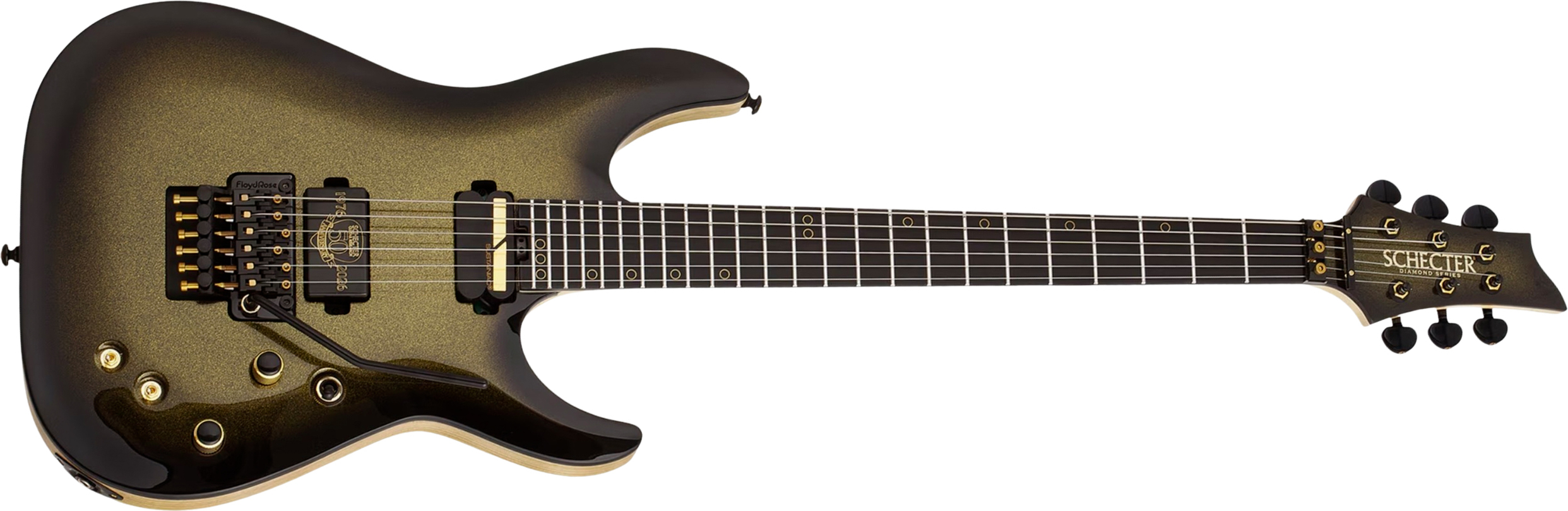 Schecter C1 Fr-s 50th Ann. 2h Sustainiac Fr Eb - 50th Gold Burst - Metal electric guitar - Main picture