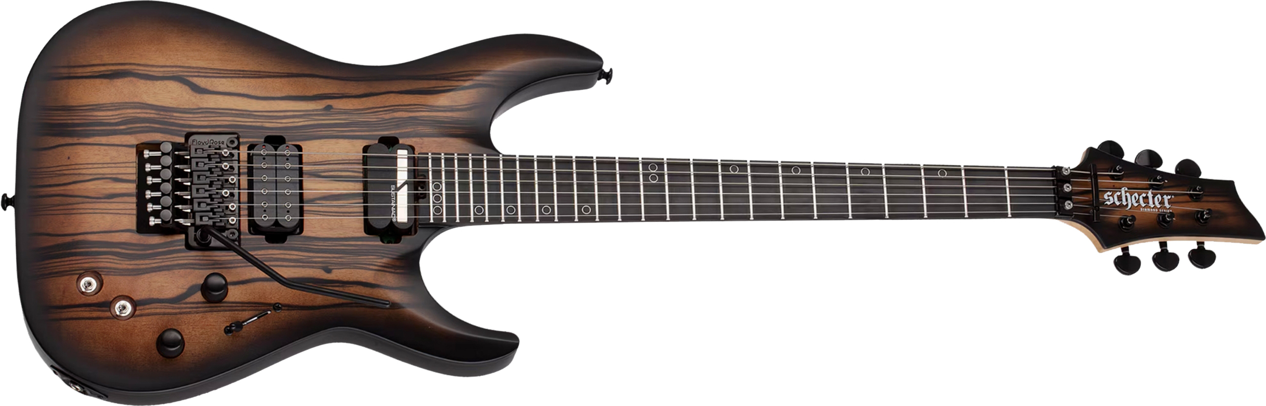 Schecter C1 Fr-s Pale Moon 2h Sustainac Fr Ric - Natural Satin Black Burst - Str shape electric guitar - Main picture