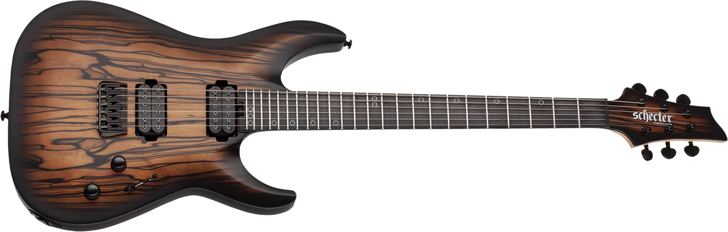 Schecter C1 Pale Moon 2h Ht Ric - Natural Satin Black Burst - Str shape electric guitar - Main picture