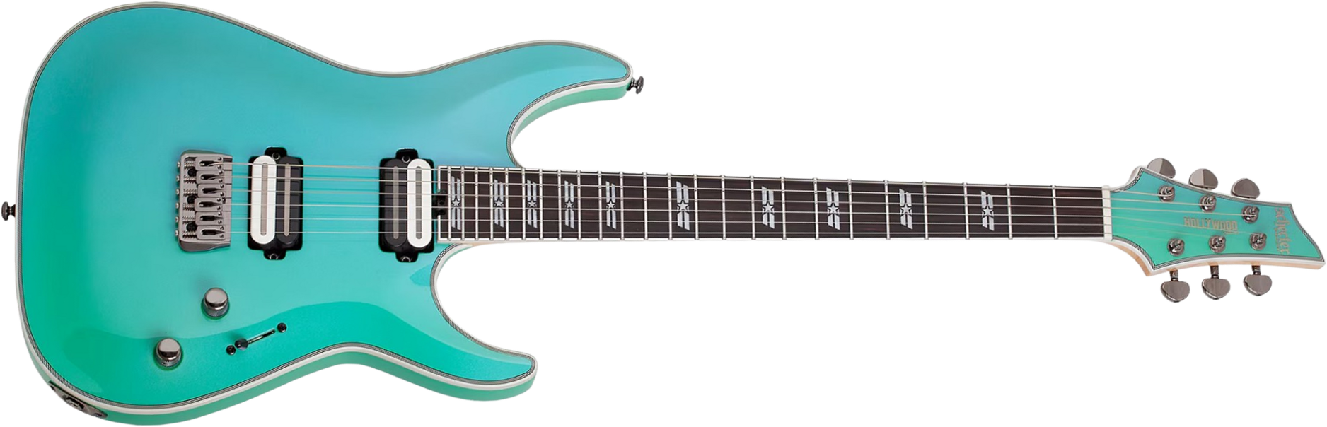 Schecter C1 Sls Hollywood 2h Fishman Fluence Modern Ht Eb - Glacier - Metal electric guitar - Main picture