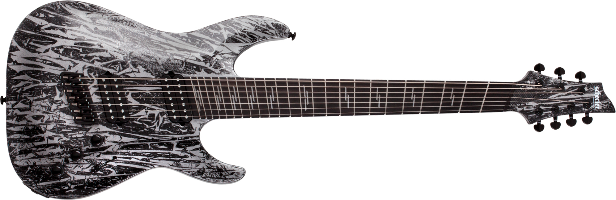 Schecter C7 Multiscale 7c Baryton 2h Ht Eb - Silver Mountain - Multi-Scale Guitar - Main picture